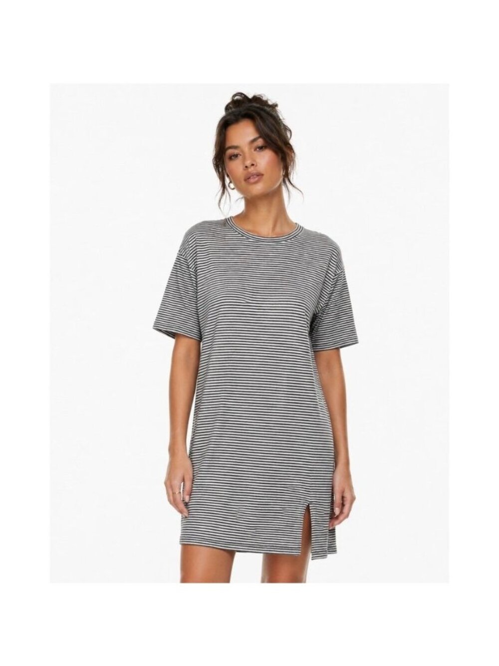Rag & Bone women's‎ large black white striped the slub t-shirt mini dress knit